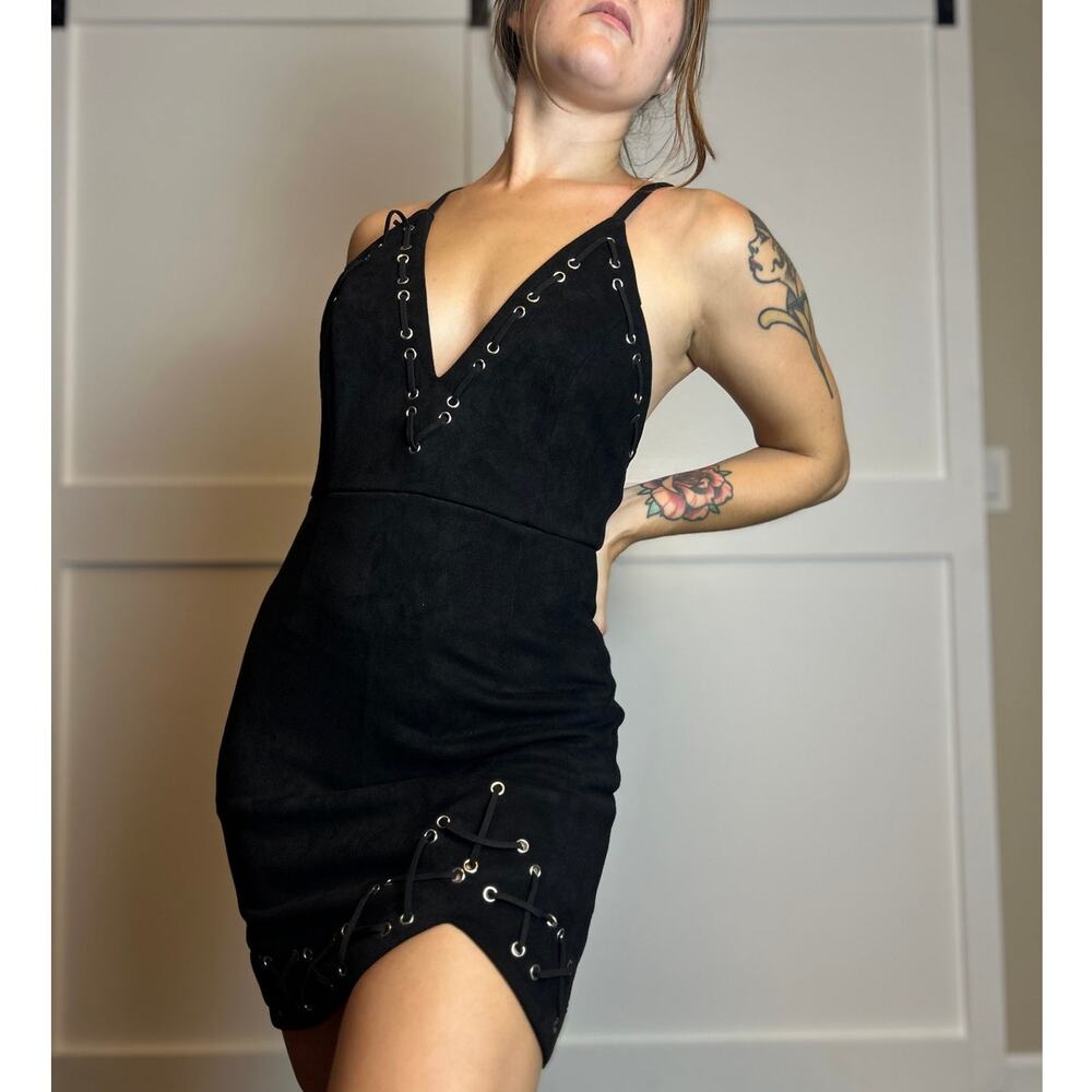 Hello Molly vegan suede lace up dress size 8 western alternative